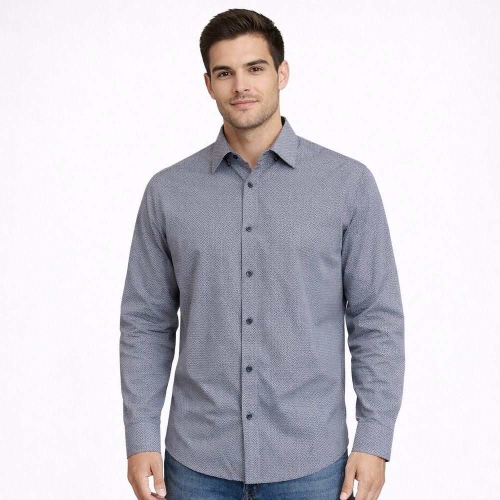 Apt. 9 Men's Blue Pattern Button-Down Shirt Medium 15